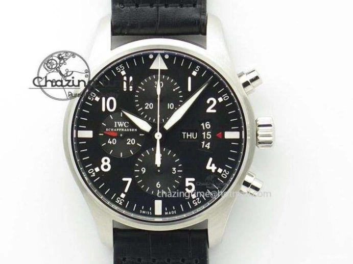 MIROTIME 0508 Pilot Chrono Spitfire IW387903 SS ZF 1:1 Best Edition Black Dial on Brown Leather Strap A OdorResistant 7127